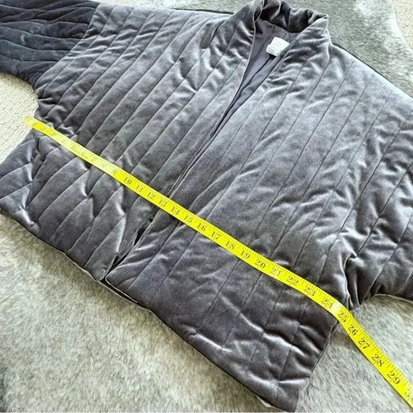 Quilted Velvet Waist Duster Open Jacket - Picture 12 of 12